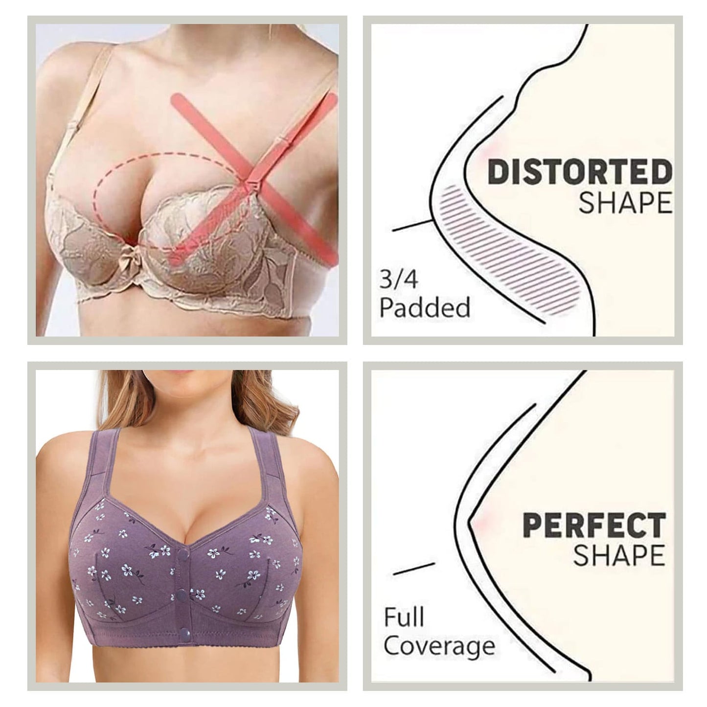 LAST DAY SALE 80% OFF - Comfortable & Convenient Front Button Bra